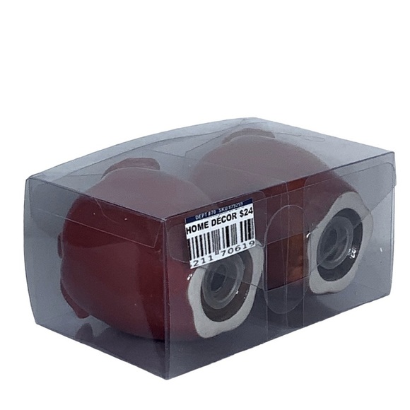 Salt Pepper Shakers Ceramic Apples Rustic Autumn Harvest Artisan Hand Painted - Picture 9 of 15